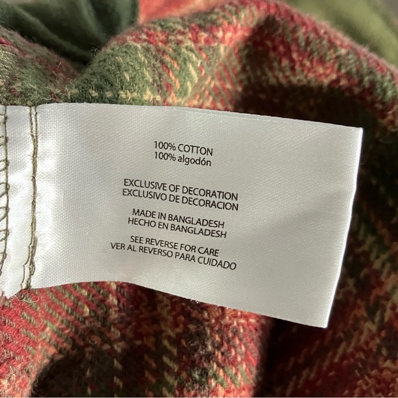 Orvis Size XL Heavy Flannel Shirt Jacket with Side Pockets Plaid Green Red Used - Picture 9 of 10